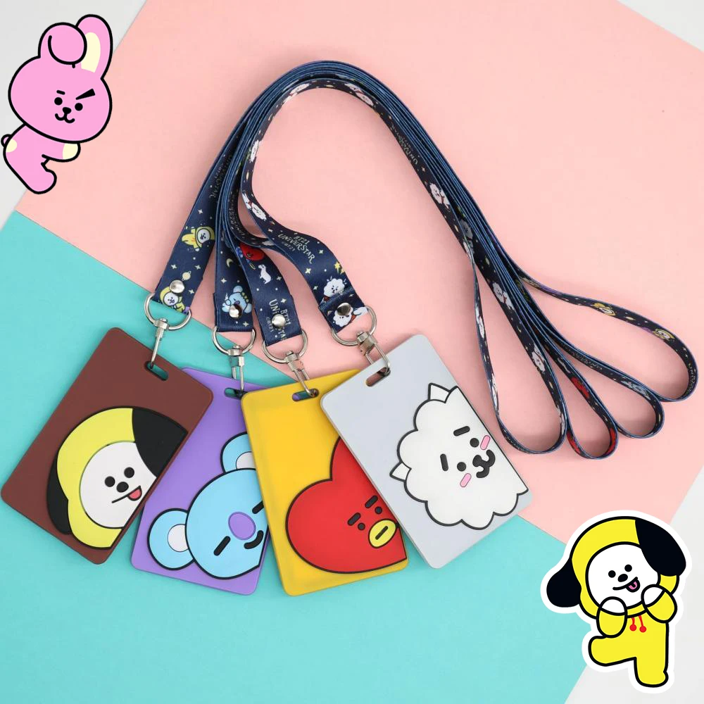 

Anime Bt21 Chimmy Lanyard Card Holder Creativity Cooky Shooky Rj Koya Work Campus Card Subway Bus Id Card Bag Girls Gifts