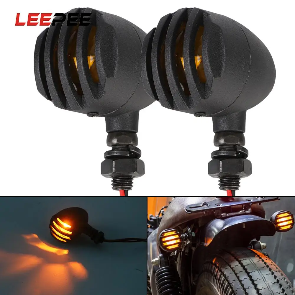 

Металлический 2 шт. индикатор галогенный сигнал поворота для Honda Для Suzuki для Кафе Racer Blinker светильник Flasher мотоцикл