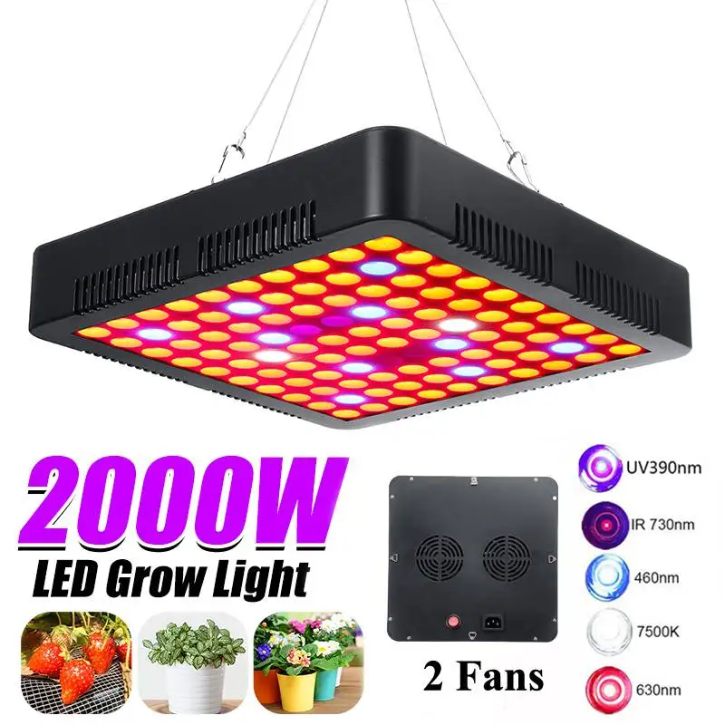 2000W Quantum LED Grow Light Full Spectrum Phyto Lamp for Indoor Plants Flowers Greenhouse Seedlings Growth Light AC 100-240V