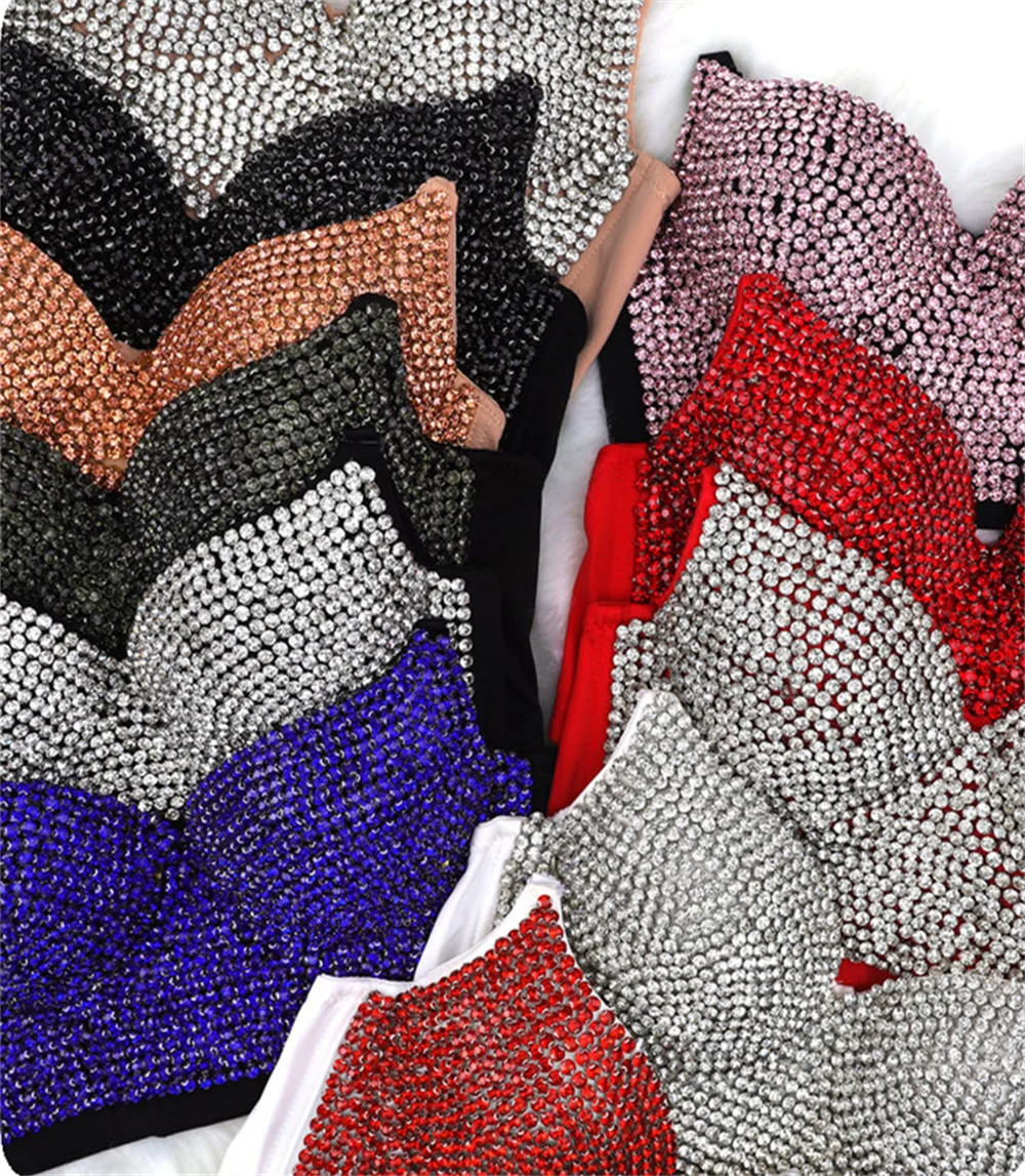 Sexy Push Up Bra Women Bras Diamond Sequined Underwear Ropa Mujer Bralette Woman Clothes Summer y2k Short Tops Ladies Corset