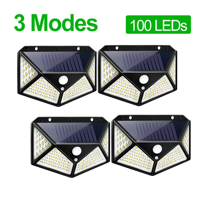 

Уличный светильник на солнечной батарее с датчиком движения, 100 светодиодов