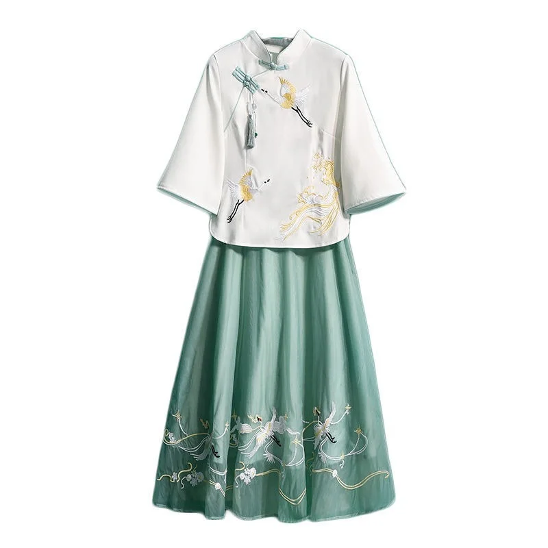 

Вышитая льняная хлопковая куртка Hanfu, супер сказочная юбка для студенток
