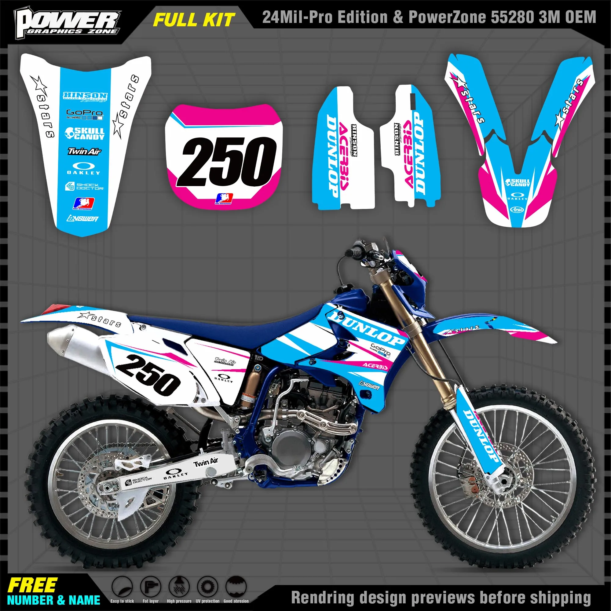 

PowerZone Custom Team Graphics Backgrounds Decals 3M Stickers Kit For YAMAHA 03-04 05 YZF250 450 Stickers 007