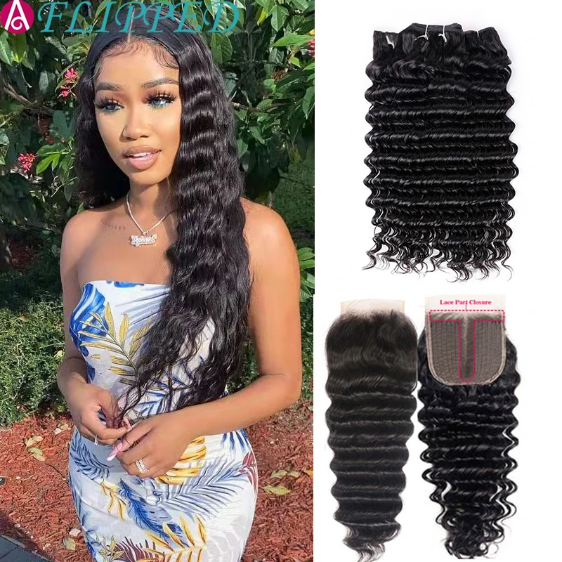 Brazilian Loose Deep Wave Lace Frontal Closure With Bundles Mongolian Hair 3 Bundles Human Hair Weave With Pre Plucked Frontal