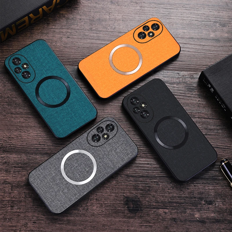 Магнитный чехол для беспроводной зарядки с текстурой ткани Honor 200 Pro Lite тонкий