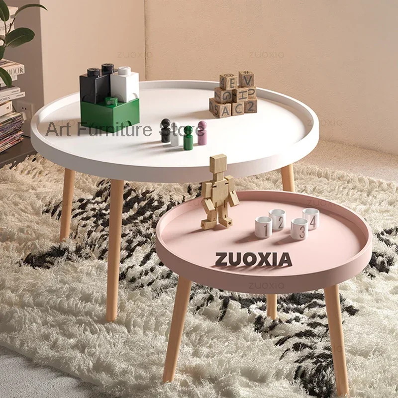 Скандинавский минималистичный журнальный столик круглый небольшой пластиковый