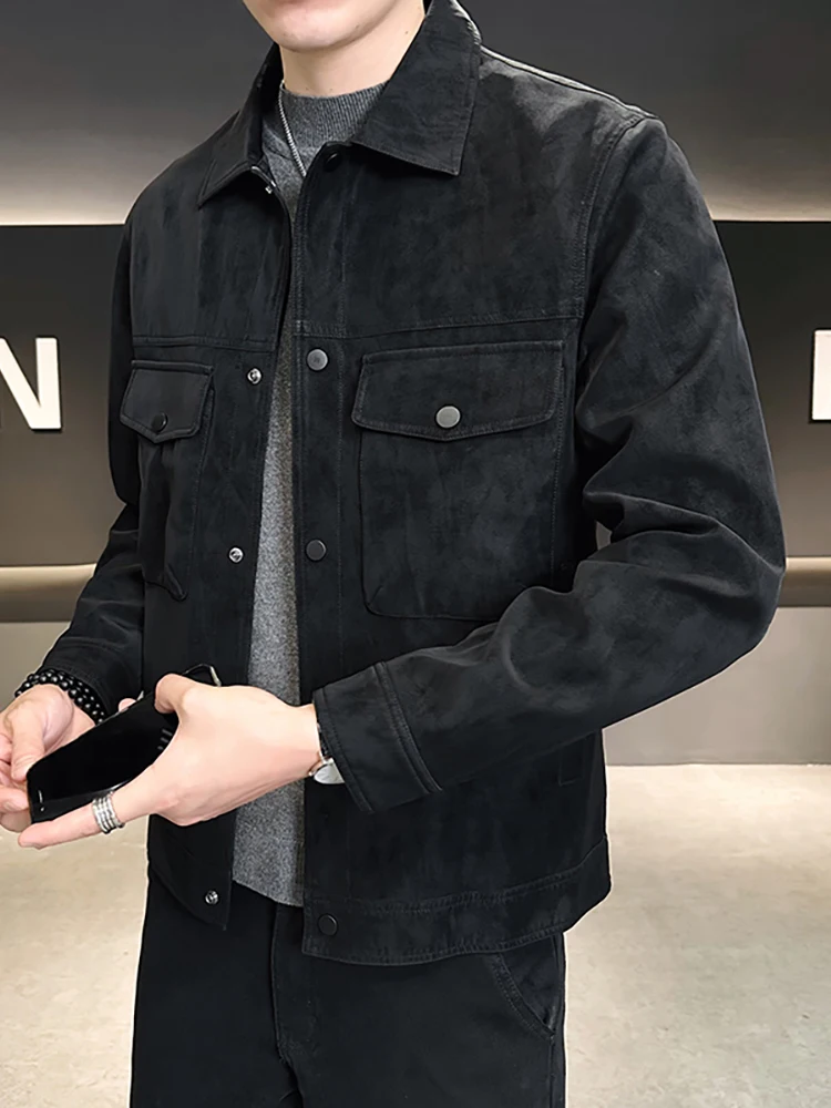 Кожаное пальто Мужская верхняя одежда Весна и осень 2024 Новый модный бренд Slim fit High
