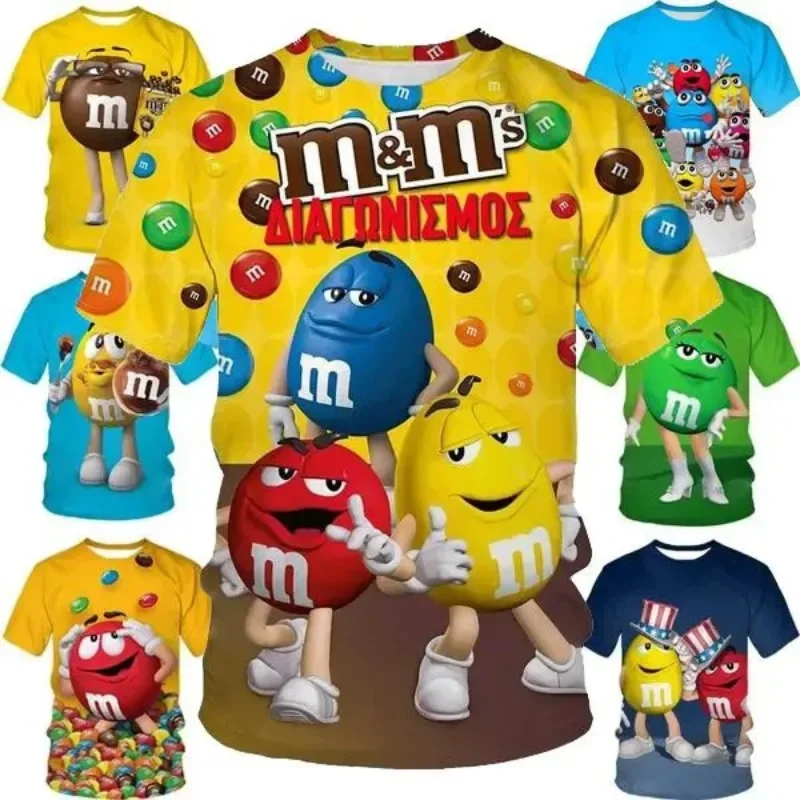 

3D Chocolate Bean Print T-Shirt Unisex 3D Printed Funny T Shirt Casual Short-sleeves Sports Cosplay Men's Clothing T-shirt