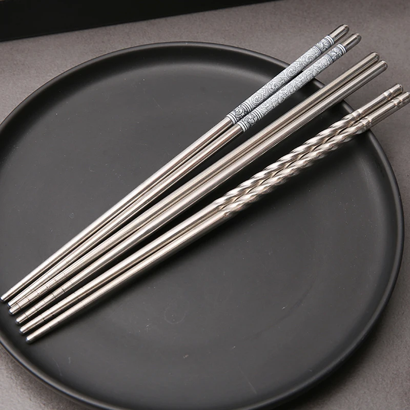 

Beginner Chopsticks Reuseable Set Metall Chinoiserie Chopsticks Training Portable Dinnerware Baguette Chinoise Chopsticks BG50CC