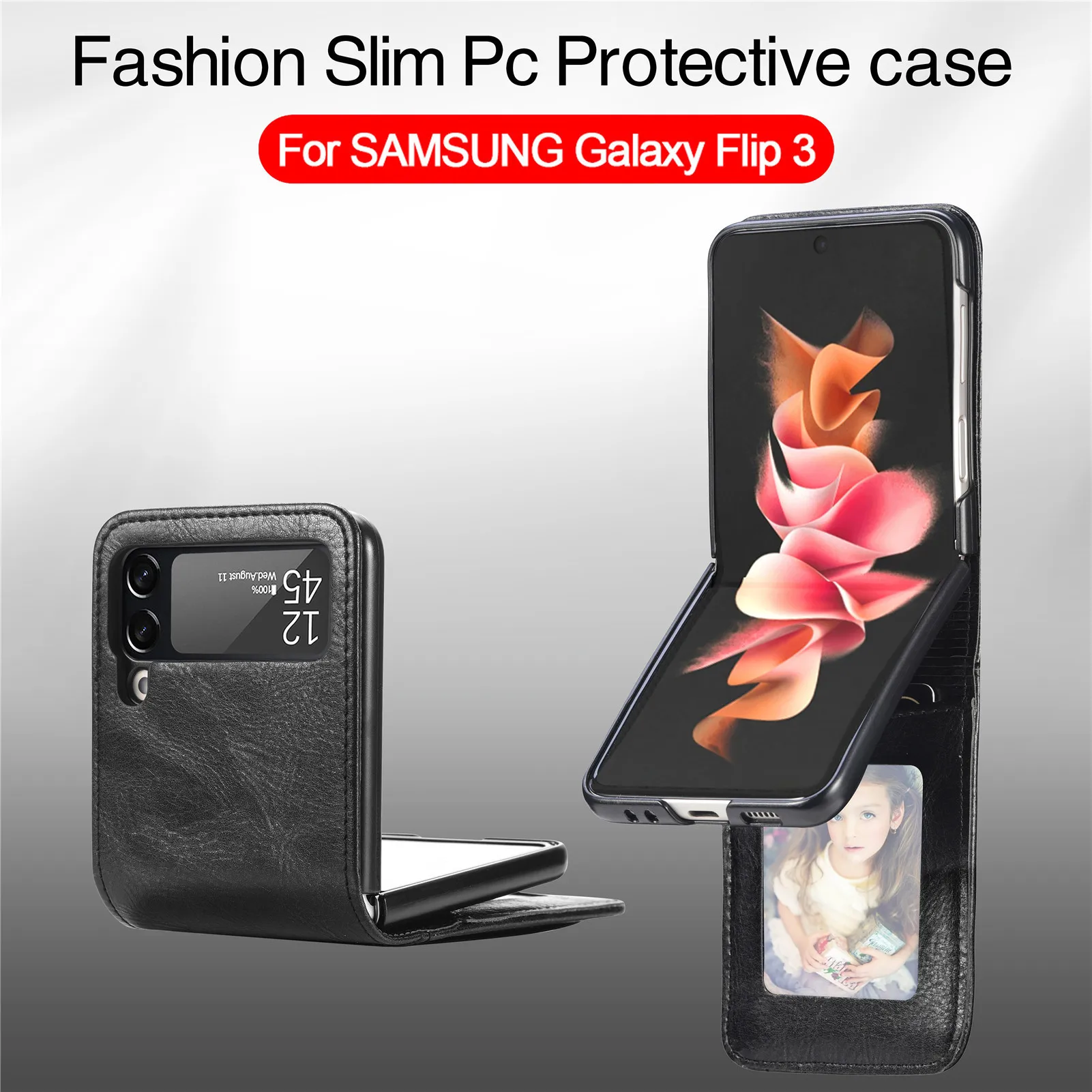 Фото Применим для Samsung Galaxy Z Flip4 мобильный телефон Case Zflip3 складывающаяся вверх и вниз интегрированная многорозетчатая карта 2 в 1 защита №2