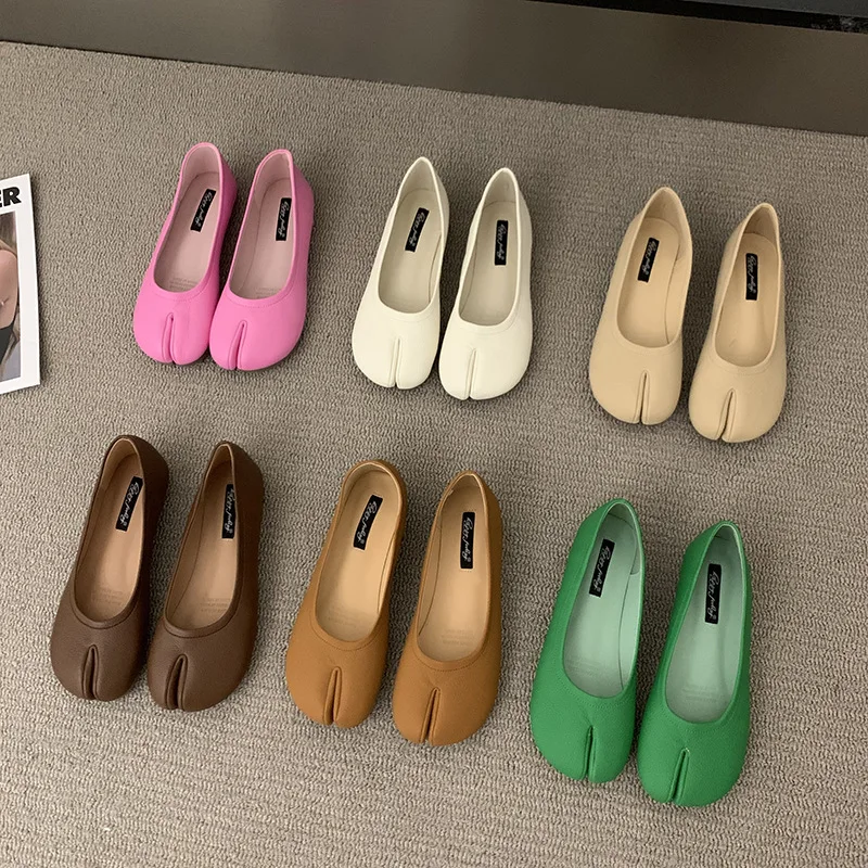 

Bailamos Women Flats 2022 New Summer Fashion Split Toe Ballet Shoes Women Slip On Ballerinas Korean Style Soft Slip On Loafers