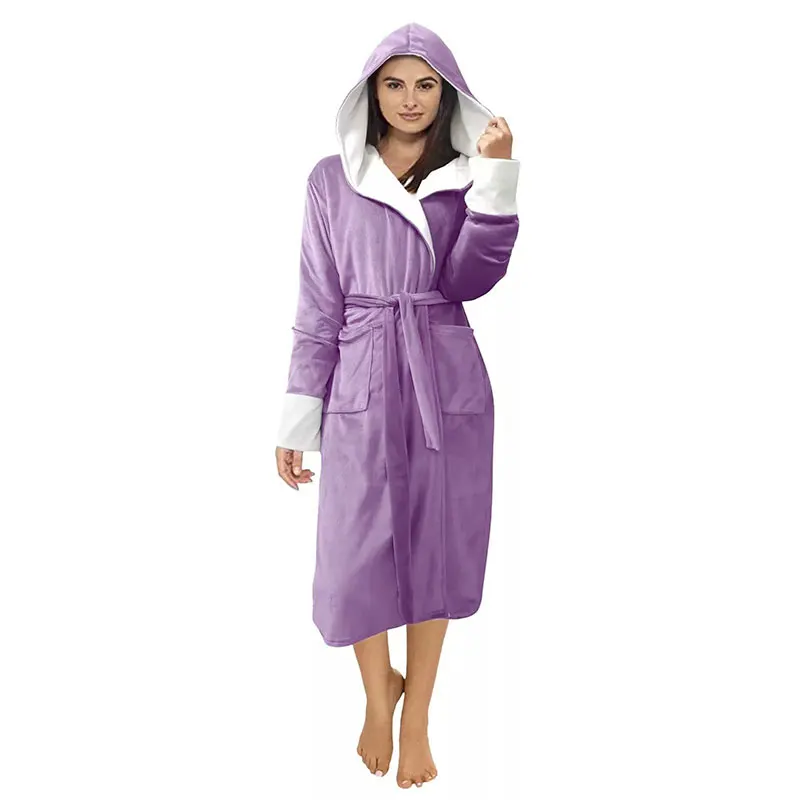 S-5XL 12Colors Plush Lengthened Long Bathrobe With Hooded Robe Unisex Warm Winter Night Sleepwear Long Sleeved Shawl Cardigan