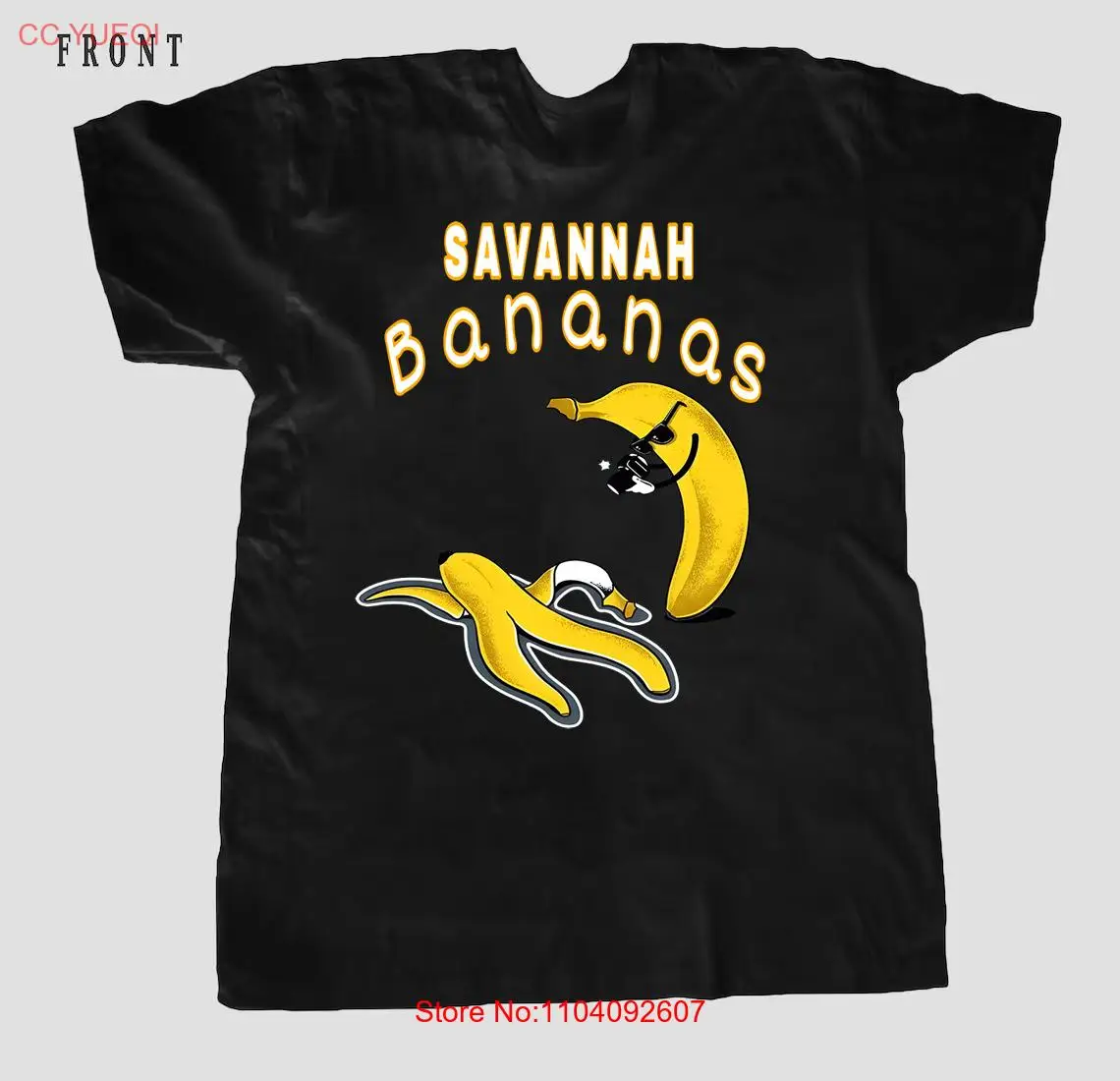 Забавная бейсбольная футболка Savannah Bananas черная с коротким рукавом все размеры