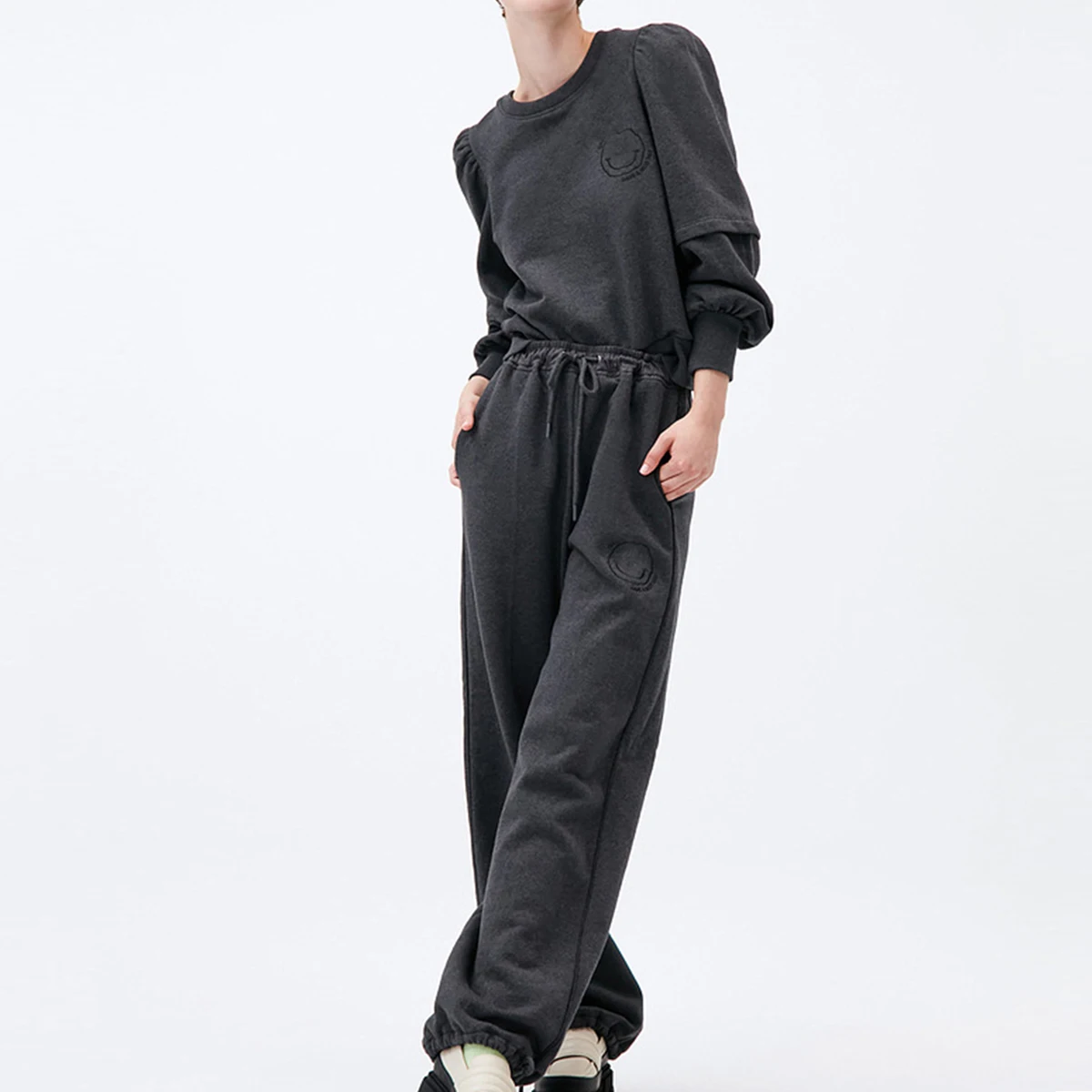 

Pirate Hippie Cotton Two Piece Set Woman Irregular Neck Lace Up Pullover Elastic Waist Long Pants Casual Loose Cozy Chic Set