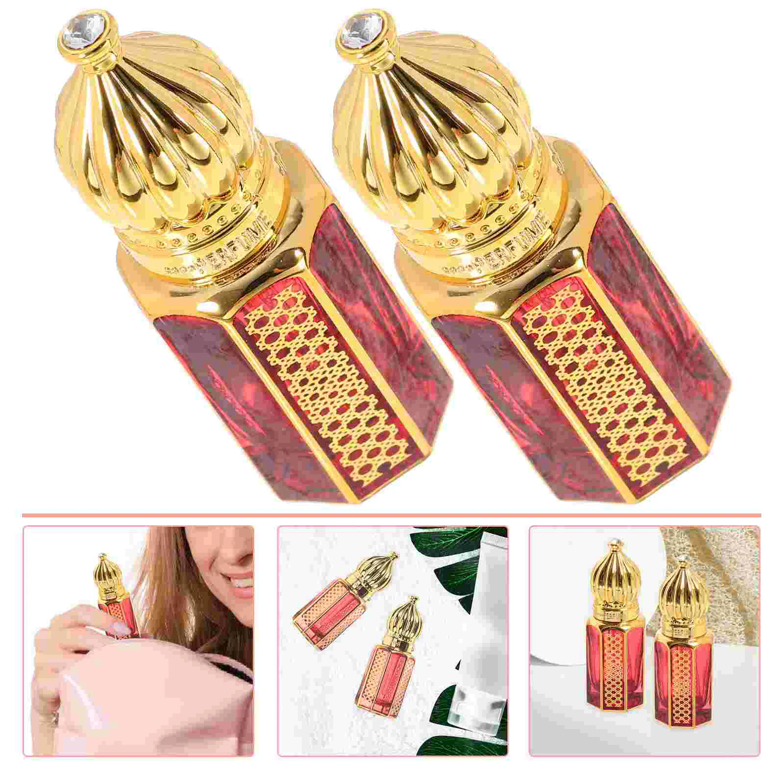 

2pcs Perfume Bottles Refillable Aromatherapy Bottles Vintage Glass Perfume Dispenser 6ml Perfumes arabes