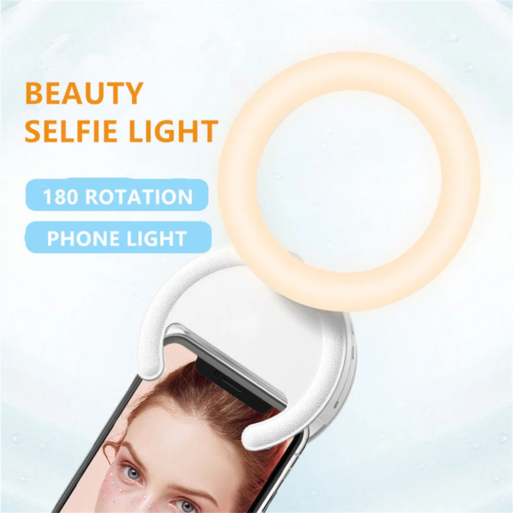 Upgrade 3000K-7000K LED Clip Ring Light 40 LED Lamp Selfie Fill Lights For iPhone Andriod Mobile Phone USB Charge Enhancing Lamp