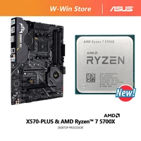 NEW AMD Ryzen 7 5700X R7 5700X + ASUS TUF Gaming X570 Plus AM4 Zen 3 Motherboard Set Kit Ryzen  Processor All New Without Fan