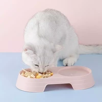 double dog bowls cat puppy feeder water feeder bowl pp candy solid color pet dog cat puppy feeder double bowl water food holder