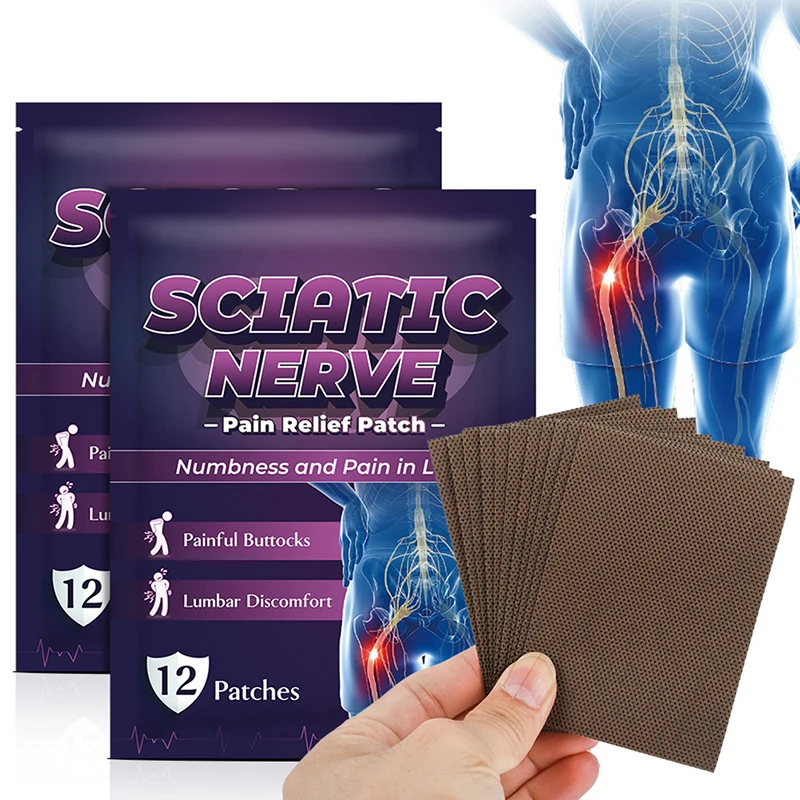 

12Pcs Sciatica Nerve Pain Relief Patch Body Balm Meridians Plaster for Unisex Muscular Pain Relieving Health Care
