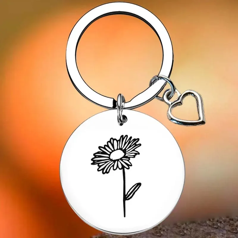 Горячая Хризантема фотокольцо Маргаритка Брелки кулон цветок подарок для