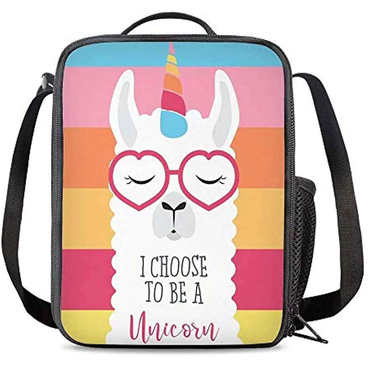 

Rainbow Alpaca Unicorn Lunch Box Food Bag Picnic Pouch Insulated Lunch Bag for Teenage Boys Girls School Beach Work One Size