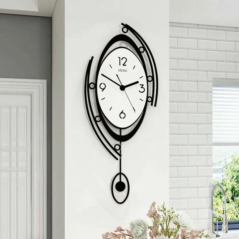 

Living Room Wall Clock Vintage Modern Style Silent Non-Ticking Battery Operated