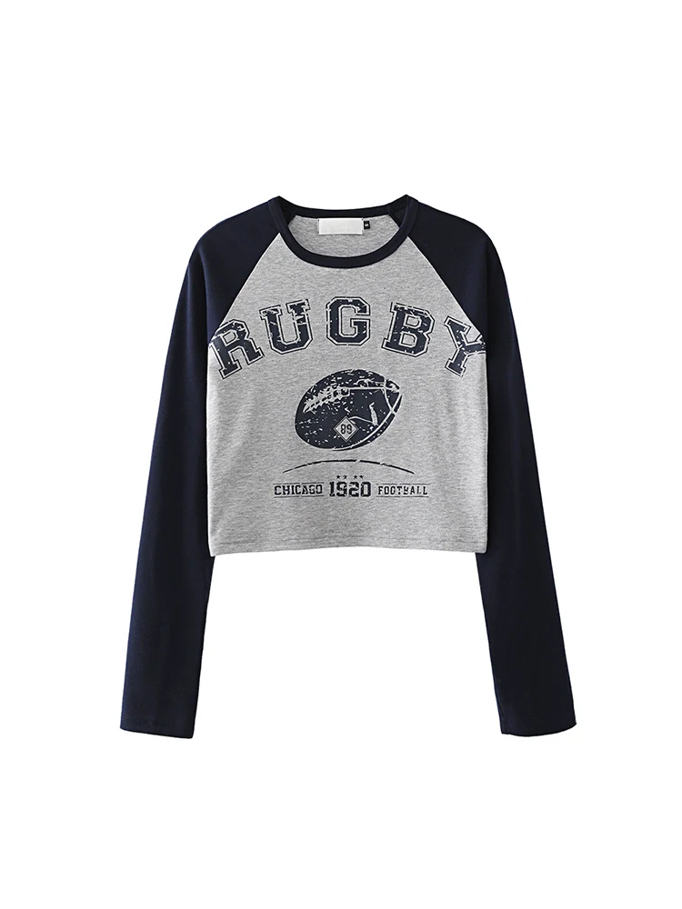 

2022 Autumn American Vintage Thin Crop Tops Print Long Sleeve T Shirts Tee Streetwear Western Tide Harajuku Patchwork Women Cozy
