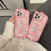 hello kitty lattice creative lens phone cases for iphone 13 12 11 pro max xr xs max x lady girl cartoon anti drop soft tpu cover