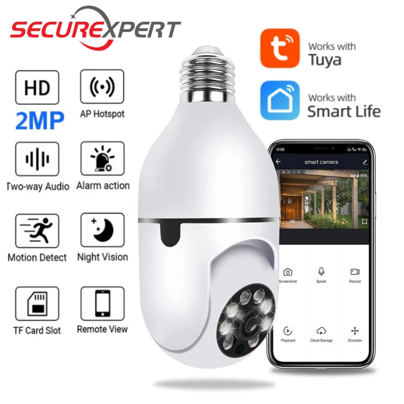 

Tuya 1080P PTZ Wifi Panoramic Camera Home Security Night Vision Two way audio Surveillance Cam Wireless Bulb Lamp Cameras