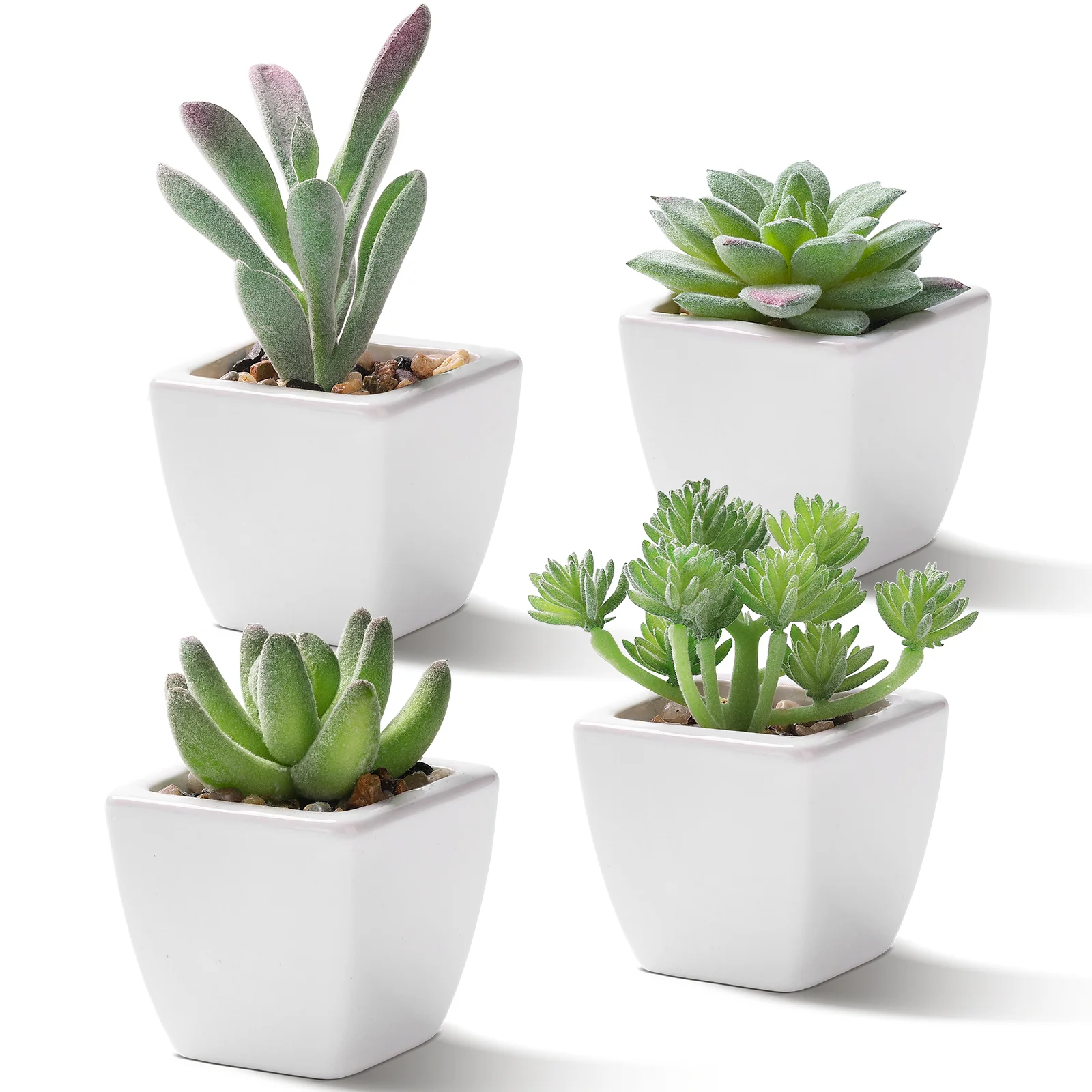 

Homemaxs 4pcs Artificial Succulent Plants Ceramic Potted Fake Succulents Mini Realistic Desk Plants for Home Bathroom Window