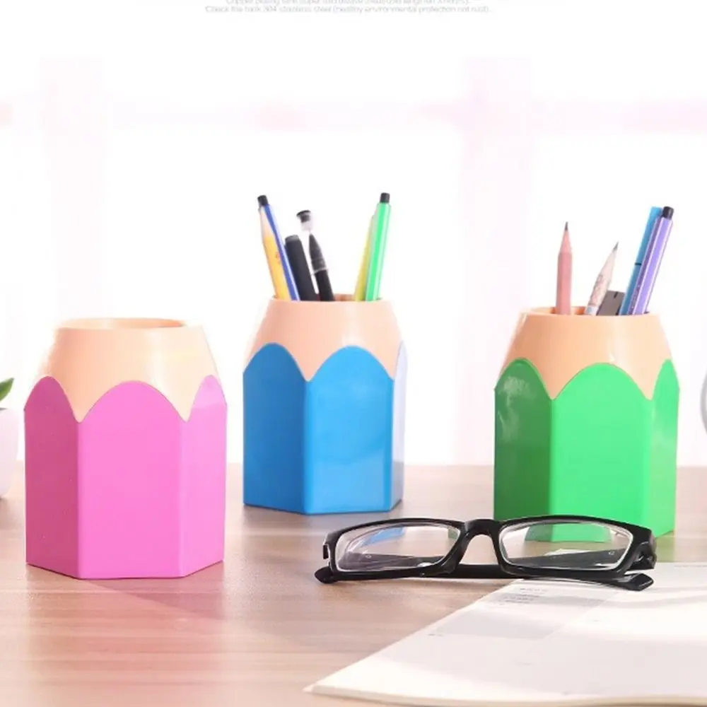 

Creative Pen Vase Pencil Pot Makeup Brush Holder Stationery Desk Tidy Plastic Desk Organizer Container School Office Supplies