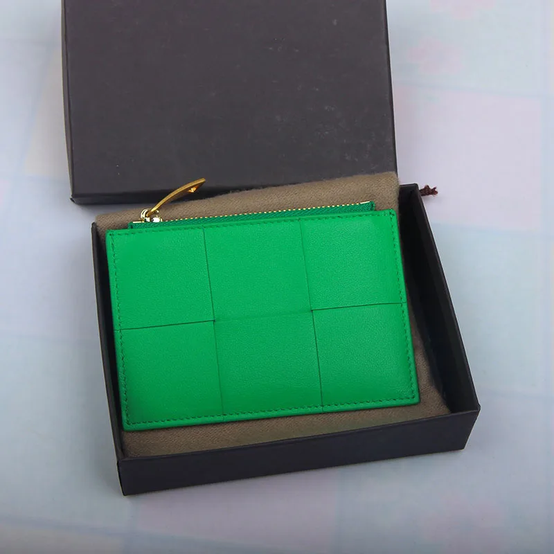 Men Card Holder Leather Wallet Sheepskin Bank Cardholder Fashion Zipper Short Purse Luxury Male Bag Credit Case Money Clip