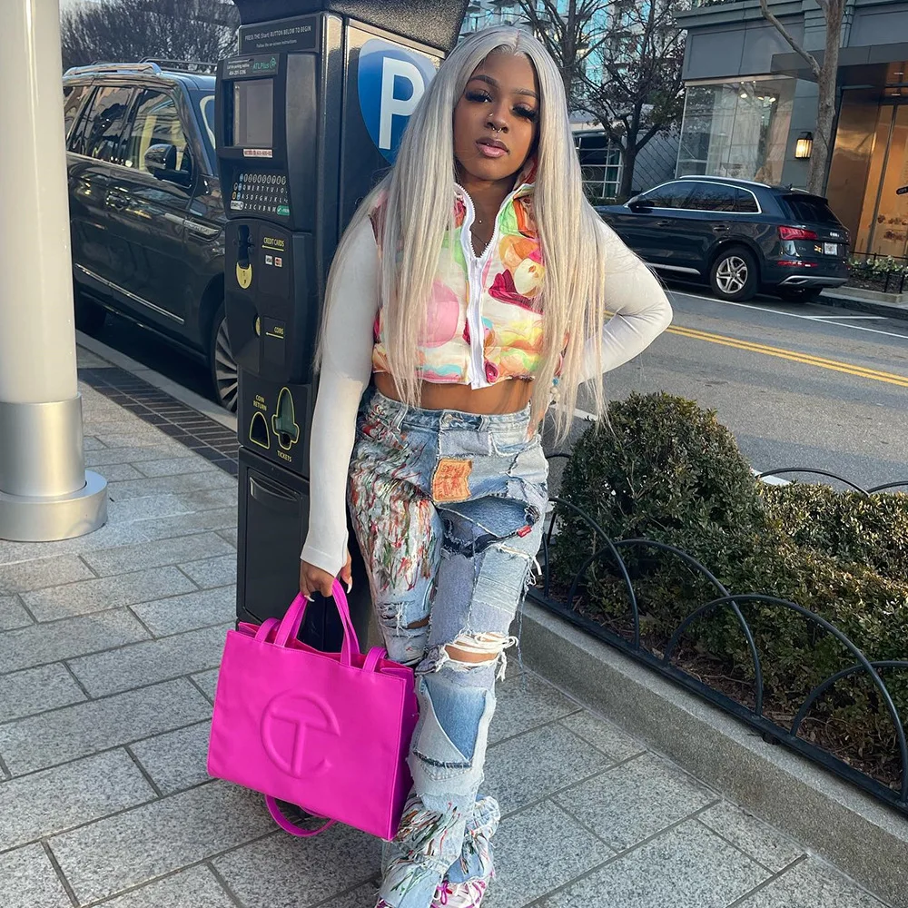 2022 Women's Clothing Jackets Fall and Winter Vest Cotton Jacket Cartoon Stand-Up Collar Zipper Personality Female Jacket