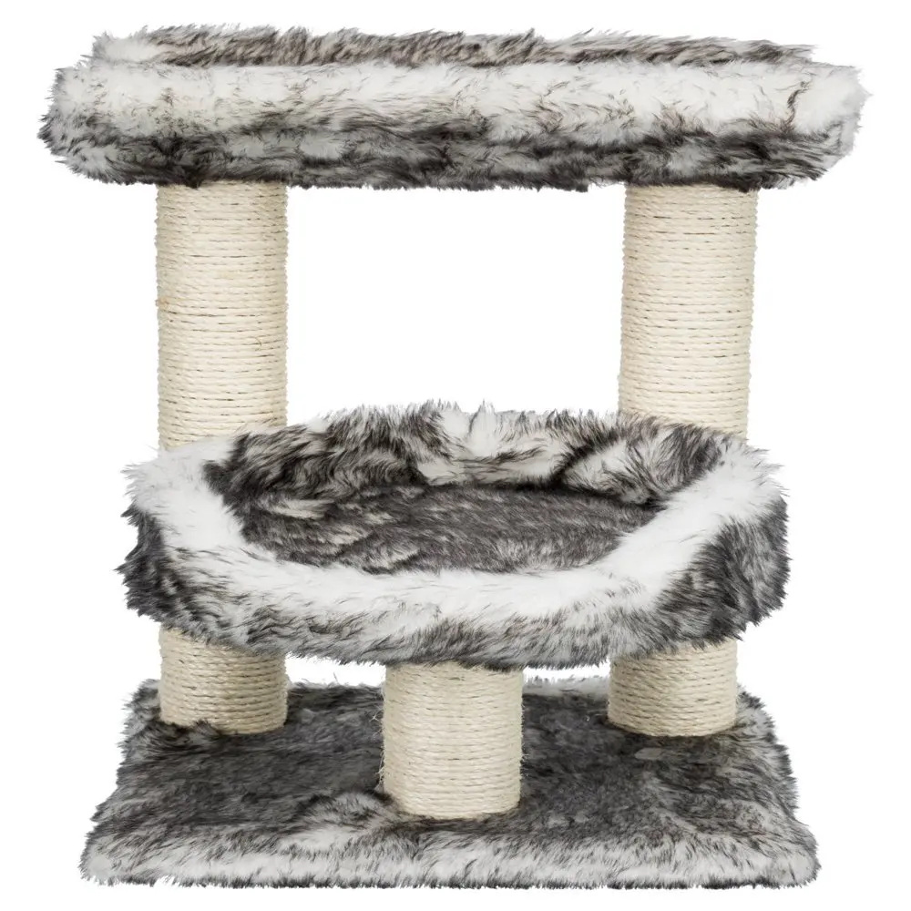 

Plush & Sisal 2-Level 24.4" Cat Tree with Scratching Posts, Black-White