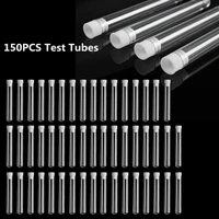 150pcs clear plastic test tube with cap 12x100mm u shaped bottom long transparent test tube lab supplies