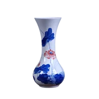 Real Decorative Ornaments Jingdezhen Ceramic Small Vase Flower Ware Hand Painted Blue And Of Porcelain White Lotus Charm Flower