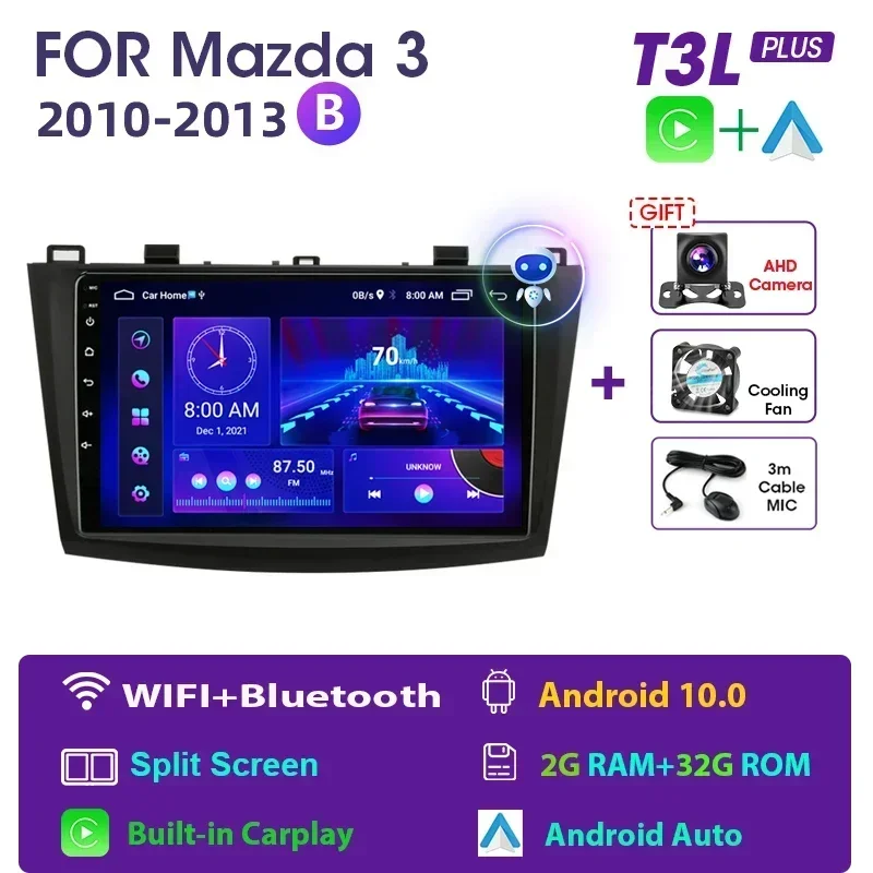 

Автомагнитола JMCQ, мультимедийный видеоплеер на платформе Android 11 DSP с GPS-навигацией, стерео для Mazda 3 2003-2013 Mazda3 2din, головное устройство Carplay