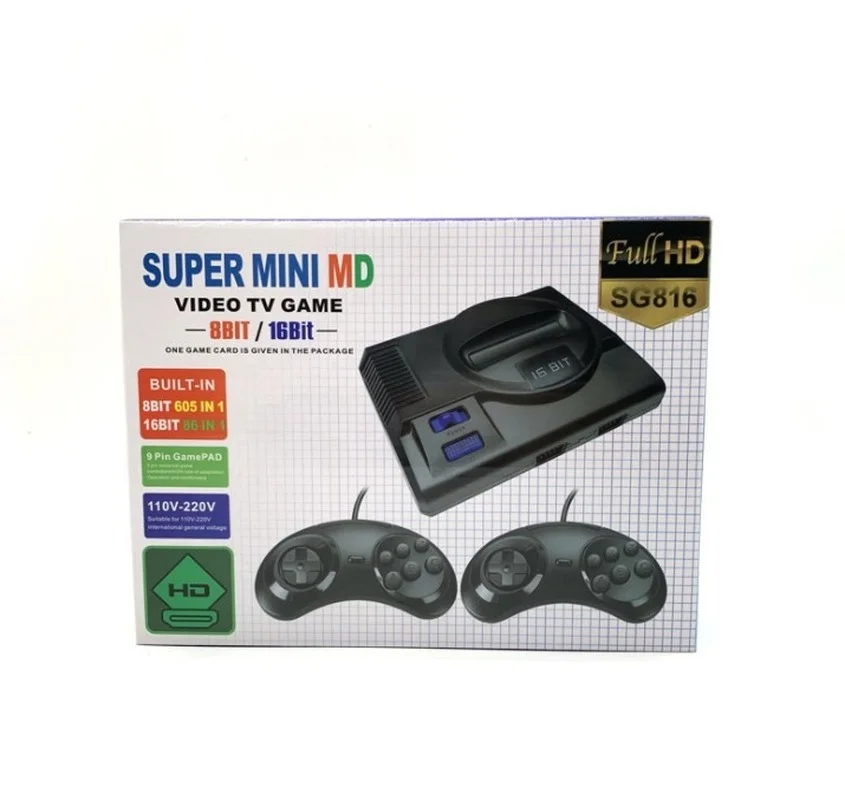 Ретро игровая консоль для Sega Mega Drive MD 16 бит 86 игр 8 605 различных встроенных двойные