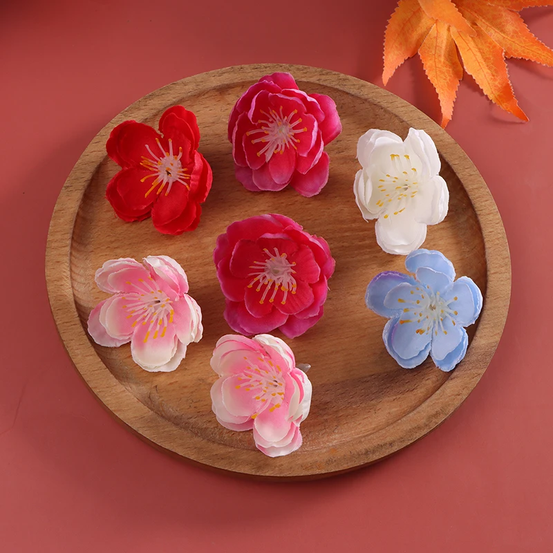 

10Pcs Silk Cherry Blossoms Wedding Decorative Crafts Christmas Wreaths Home Decor Diy Scrapbooking Gifts Box Artificial Flowers