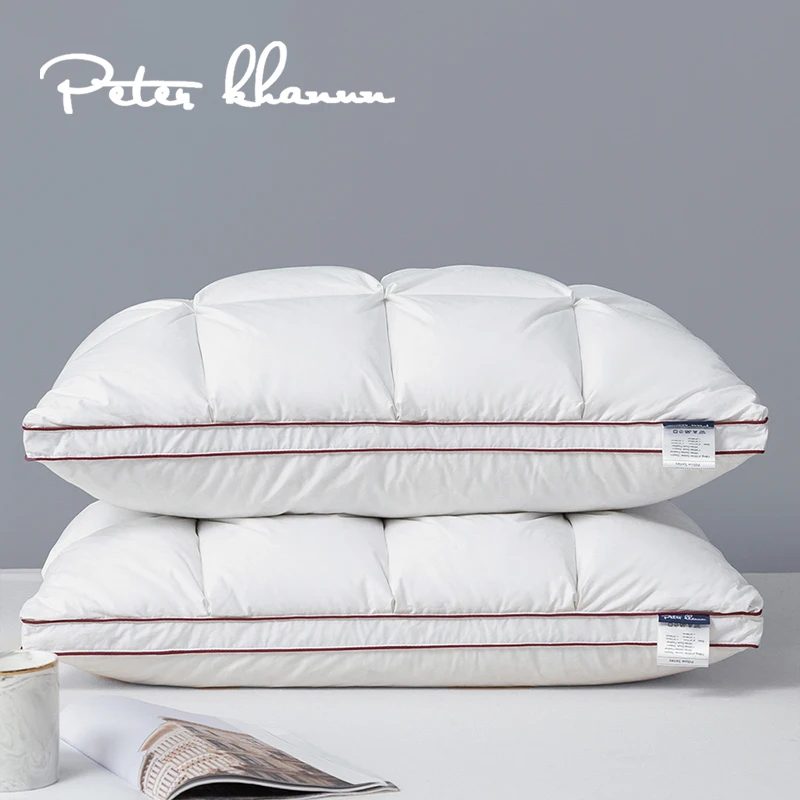 Peter Khanun 3D Bread White Goose Down Feather Pillows for Sleeping Neck Protection Bed Pillows 100% Cotton Cover King Queen 1pc