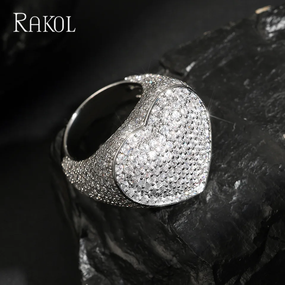 Европа и Америка Сердце Хип-Хоп Рок Кольца Для Мужчин Женщин Полный Iced Out Bling