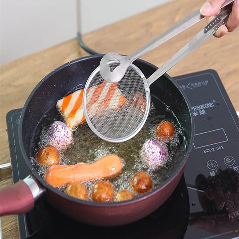 

Multifunctional Stainless Steel Frying Oil Filter Clip Colander Kitchen Tool
