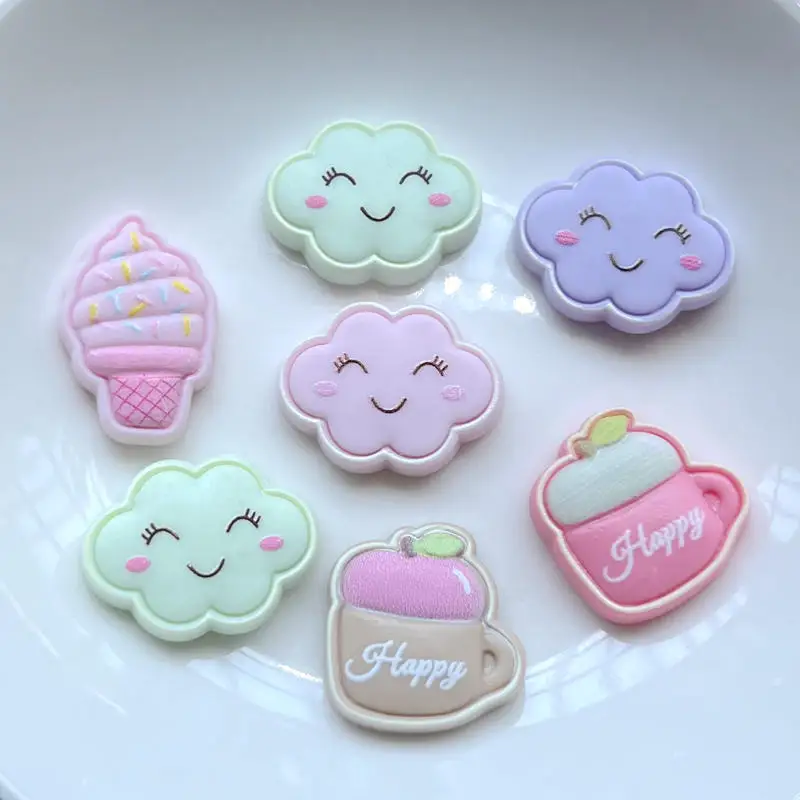 20 шт. милые облака мороженое с плоским основанием из смолы искусственные