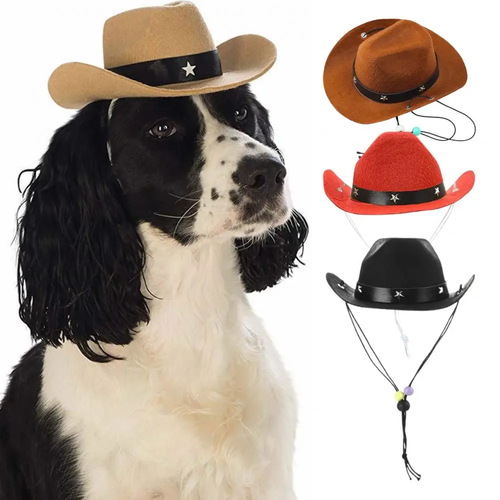 

Pet Hat Western Cowboy Style Pet Headgear Star Decorated Eye-Catching Dog Cat Costume Accessory For Photos Cosplay