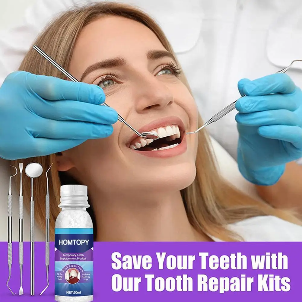 

30ml Resin Temporary Tooth Repair Granules Teeth Gaps Adhesive Filling Teeth Denture Tool Moldable Tooth Broken Missing Fal N8N6