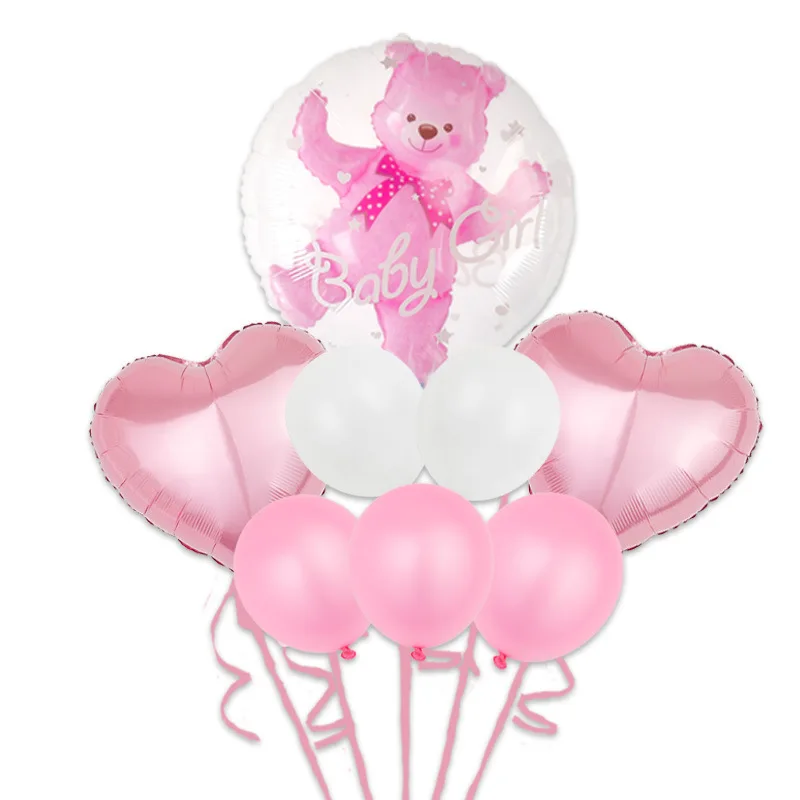 

4D Transparent Baby Shower Boy Girl Bear Bubble Ball Kids 1st Birthday Party Blue Pink Helium Balloon Gender Reveal Decoration