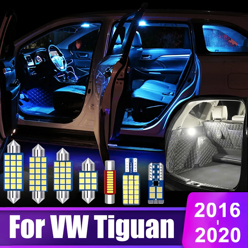 

8 шт., Автомобильные светодиодные лампы для чтения в салоне, для Volkswagen VW Tiguan 2 MK2 2016 2017 2018 2019 2020
