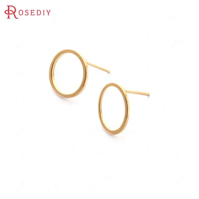 (33710)20PCS Circle 12MM 24K Gold Color Brass Round Circle Stud Earrings Pins High Quality Diy Jewelry Findings Accessories