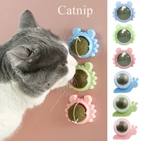cute pet crab ball catnip toys self adhesive 360 rotation safe chewing toy kitten edible cleaning teeth toy cat supplies