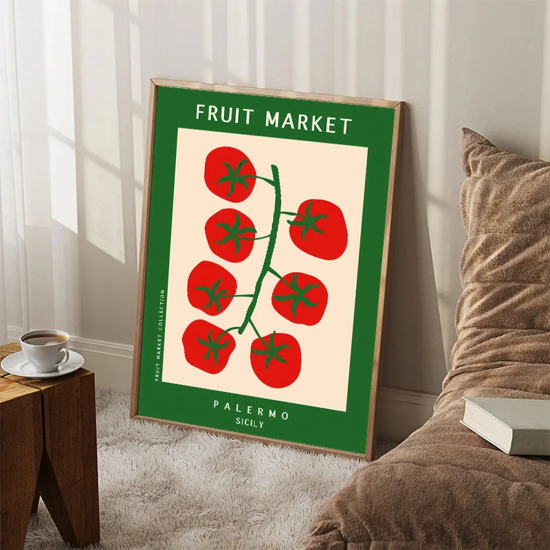 Colorful Cartoon Fruit Strawberry Lemon Tomato Printing Poster Abstract Food Decoration Canvas Painting Bedroom Wall Art Decor